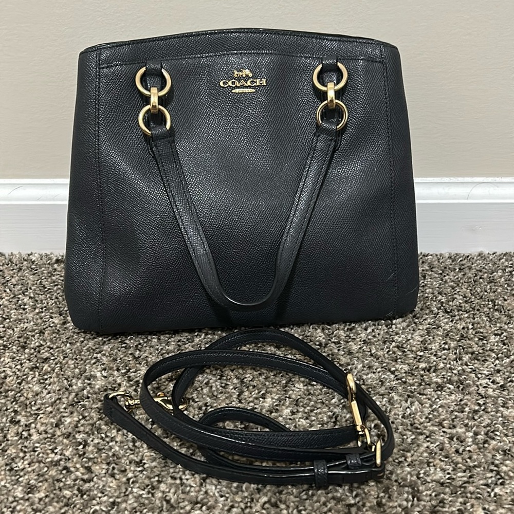 Coach Navy Blue Cross Grain Minetta Handbag
